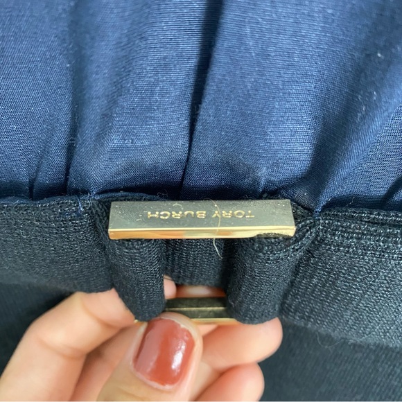 Tory Burch Loretta Navy Black Shirt Dress Two Tone Womens Medium Short Sleeve - Picture 5 of 7